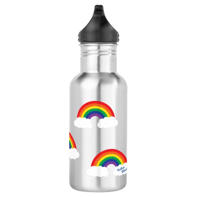 Rainbow Cute Kids Bouteille d'eau avec nom (Droite)
