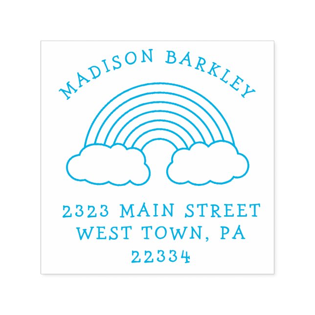 Rainbow Cute Kids Return Address Stamp (Design)