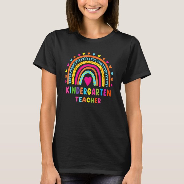 Rainbow Cute Kindergarten Teacher Back To School T T-Shirt (Front)