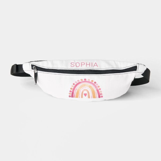 Rainbow, cute pink customized  fanny pack (Front)