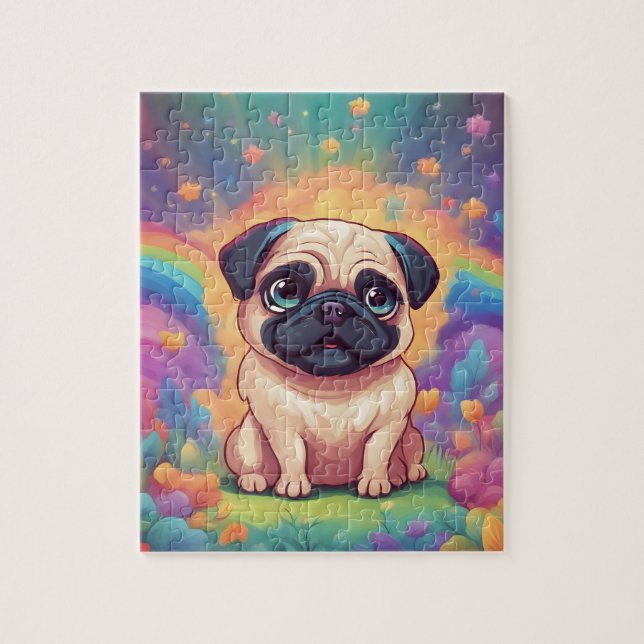 Rainbow Cute Pug Jigsaw Puzzle (Vertical)