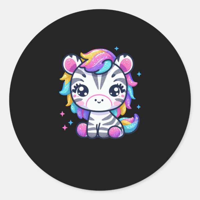 Rainbow Cute Zebra Sticker  (Front)
