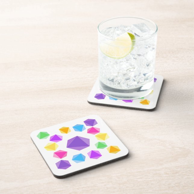 Rainbow D8 Dice Drink Coasters (Right Side)
