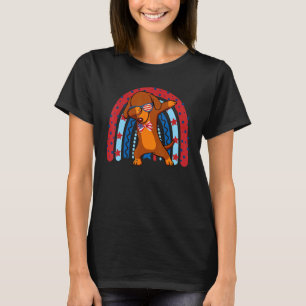 Rainbow Dachshund Dabbing Dance Fourth Of July Ame T-Shirt