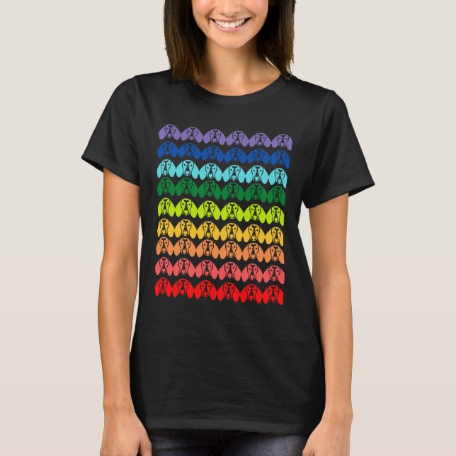 Rainbow Dachshund Pattern T-Shirt (Front)