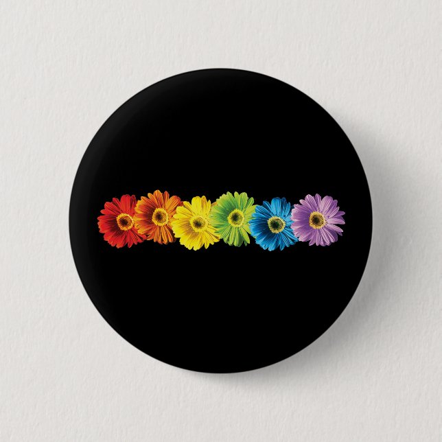 Rainbow Daisies 2 Inch Round Button (Front)