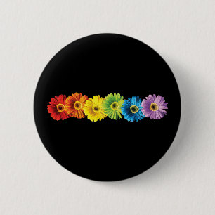 Rainbow Daisies 2 Inch Round Button