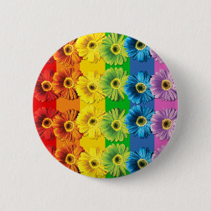 Rainbow Daisies 2 Inch Round Button