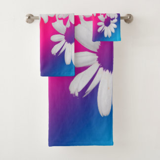 Rainbow daisies bath towel set