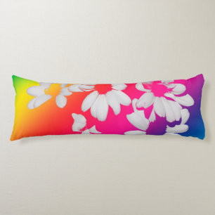 Rainbow daisies body pillow