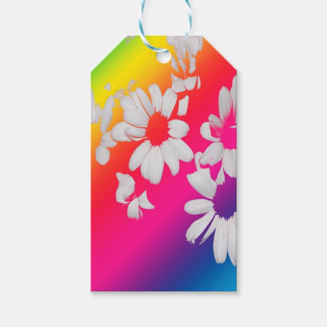 Rainbow daisies gift tags (Front)