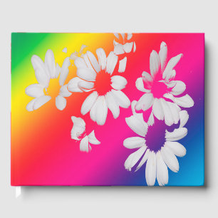Rainbow daisies guest book