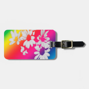 Rainbow daisies luggage tag