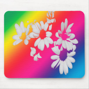 Rainbow daisies mouse pad