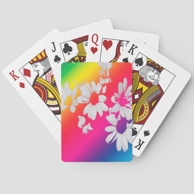Rainbow daisies playing cards (Back)