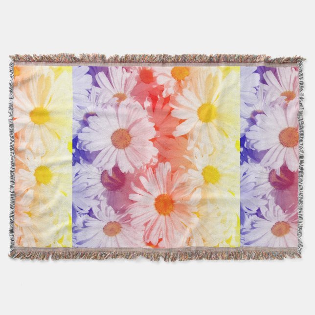 Rainbow Daisies Throw Blanket (Front)