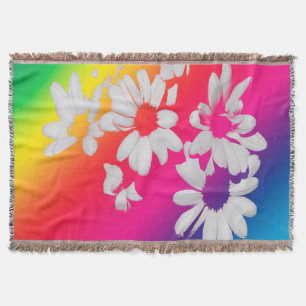 Rainbow daisies throw blanket