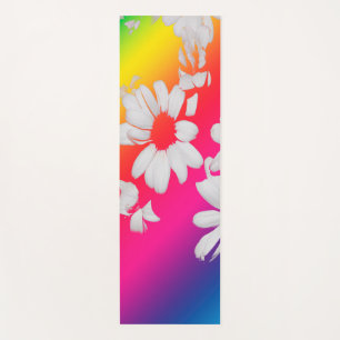 Rainbow daisies yoga mat