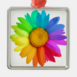 Rainbow Daisy Metal Ornament