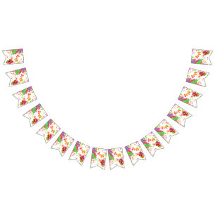 Rainbow Daisy Strip Design Bunting Flags
