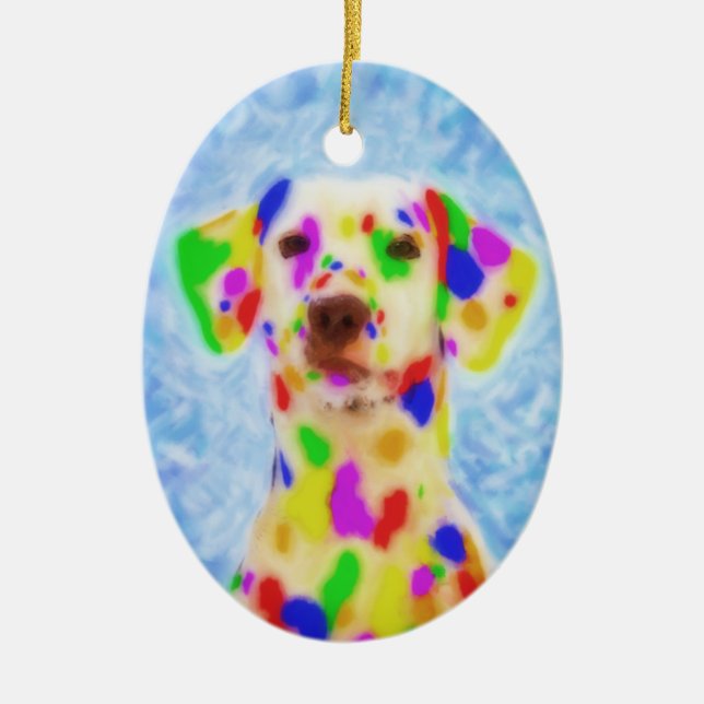 Rainbow Dalmatian Ceramic Ornament (Front)