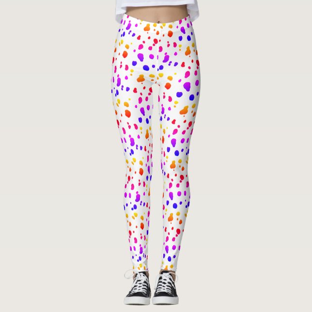 Rainbow Dalmatian Spots Leggings (Front)