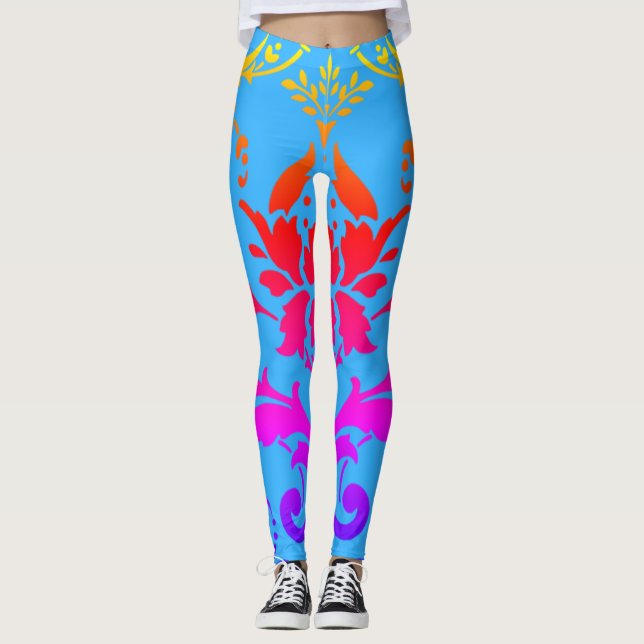 Rainbow Damask Pattern Leggings (Front)