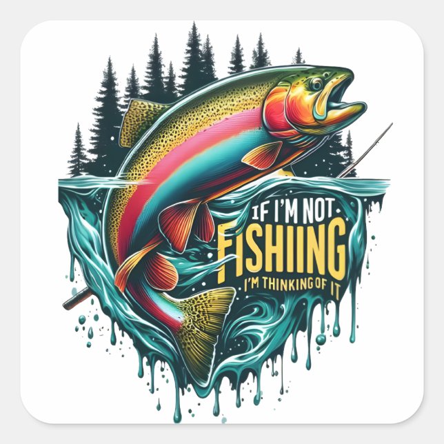 Rainbow Dance A Vibrant Fish Leaps From the Water Square Sticker (Front)