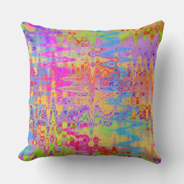 Rainbow Dance Abstract Throw Pillow (Front)