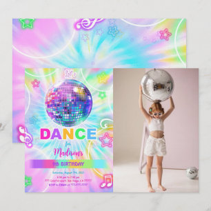 Rainbow Dance Birthday Photo  Invitation