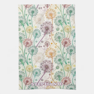 Rainbow Dandelion Breeze – Whimsical Floral Kitchen Towel