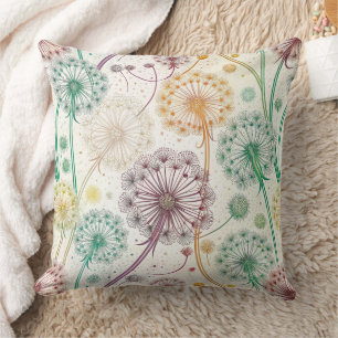 Rainbow Dandelion Breeze – Whimsical Floral Throw Pillow