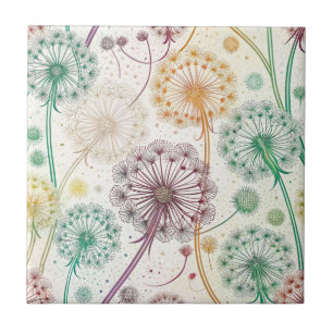 Rainbow Dandelion Breeze – Whimsical Floral Tile