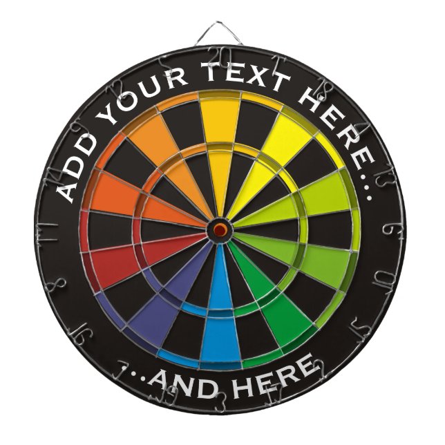 Rainbow Dartboard with custom text (Front)