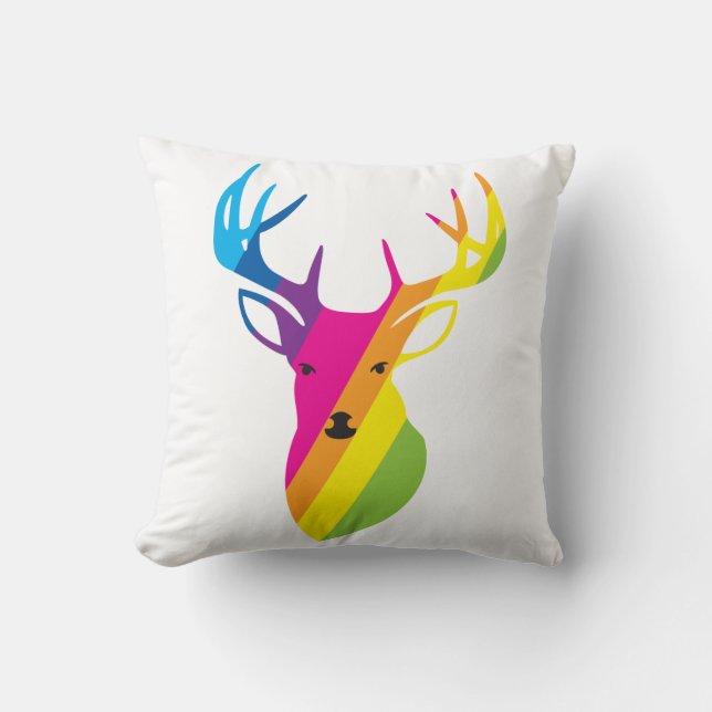 Rainbow deer throw pillow (Front)