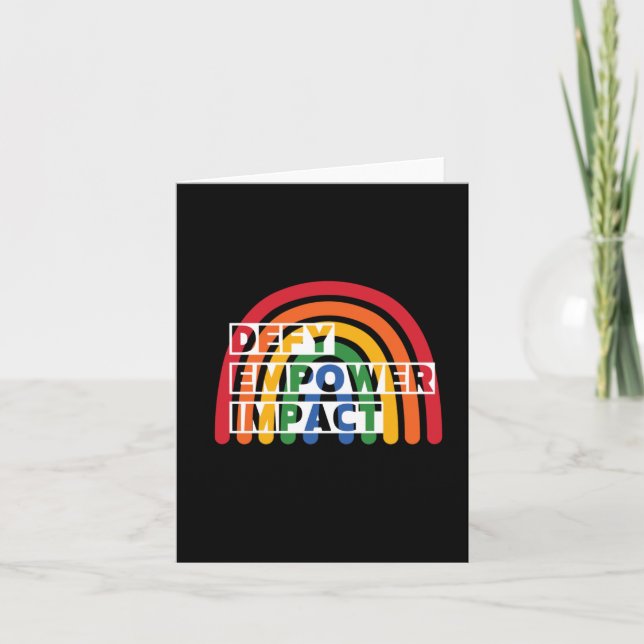 Rainbow Defy Empower Impact Sticker  Card (Front)