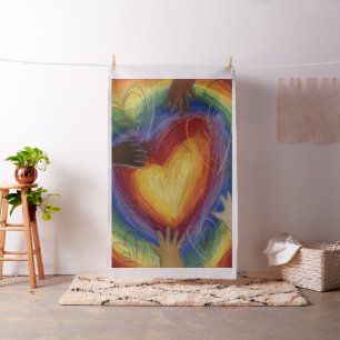 Rainbow DEI Love Hearts Fabric Art Material