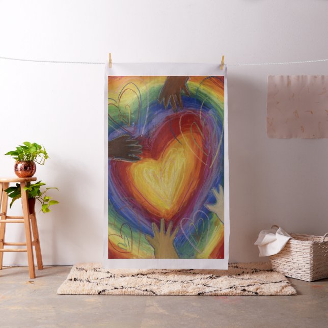 Rainbow DEI Love Hearts Fabric Art Material (In Situ)