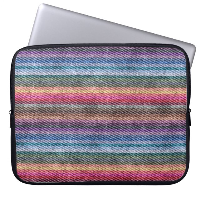 Rainbow Denim Pattern Laptop Sleeve (Front)