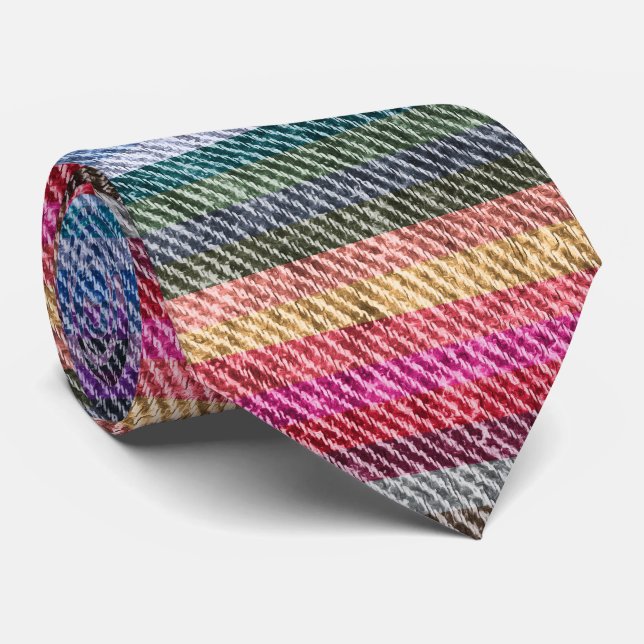 Rainbow Denim Pattern Tie (Rolled)
