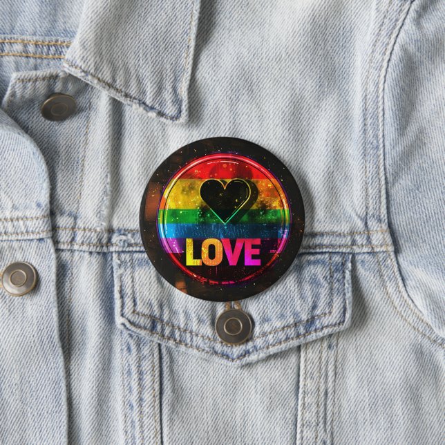 Rainbow Design Love Digital Art 3 Inch Round Button (In Situ)
