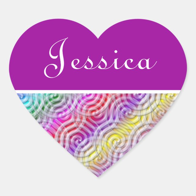 Rainbow Design Monogram Letter J Sticker (Front)