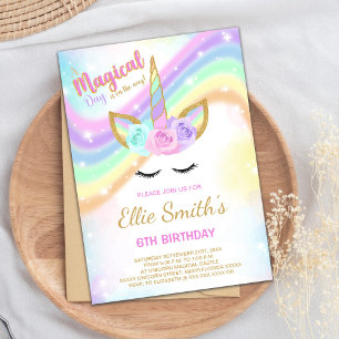 Rainbow Design Unicorn Invitations d'anniversaire