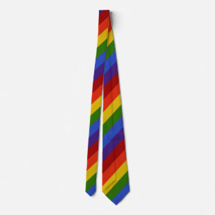 Rainbow Diagonal Stripe Neck Tie