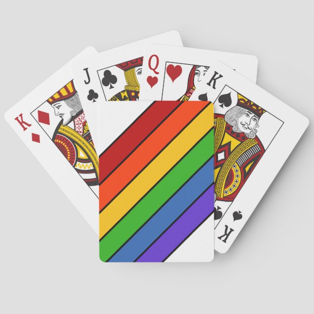 Rainbow Diagonal Stripe Playing Cards (Back)