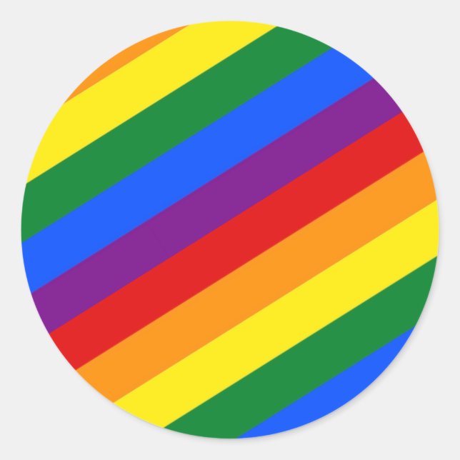 rainbow diagonal stripes pattern sticker circle (Front)