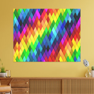 Rainbow Diamond Geometric Pattern Canvas Print