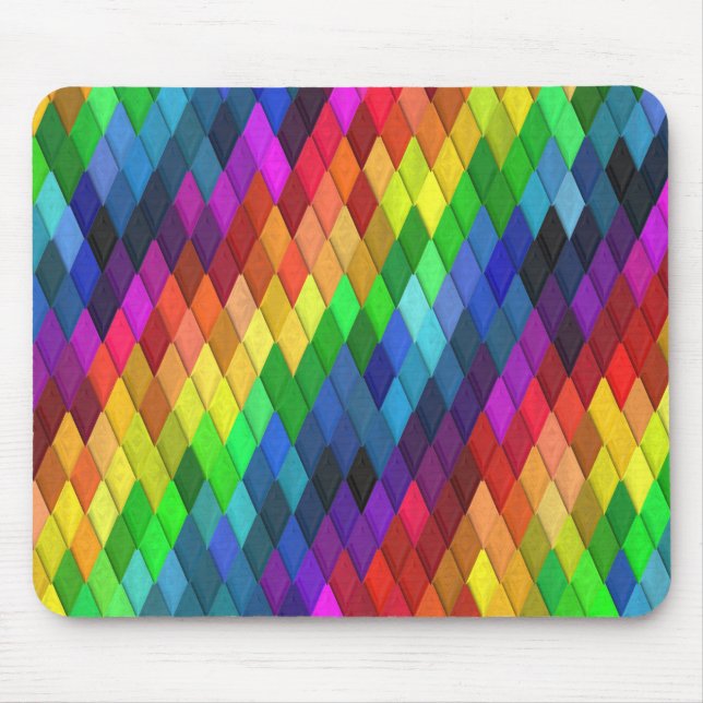 Rainbow Diamond Geometric Pattern Mouse Pad (Front)