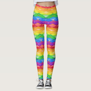 Rainbow Diamond Pride Argyle Sparkle Mermaid Scale Leggings