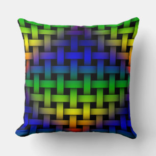 Rainbow Diamond Red Yellow Green Blue Weave Pillow